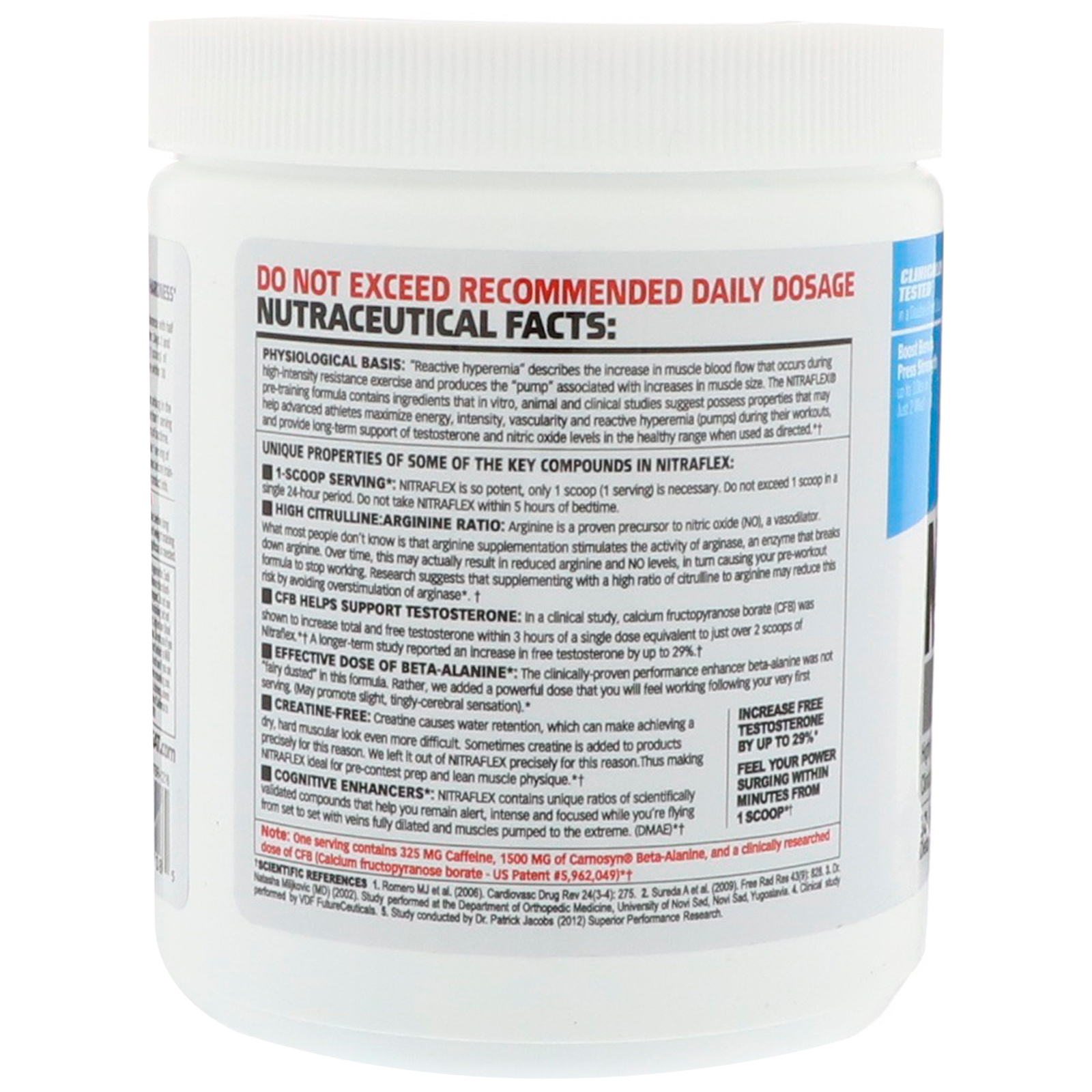 GAT, NITRAFLEX, Blue Raspberry, 10.6 oz (300 g) - Imagem 3