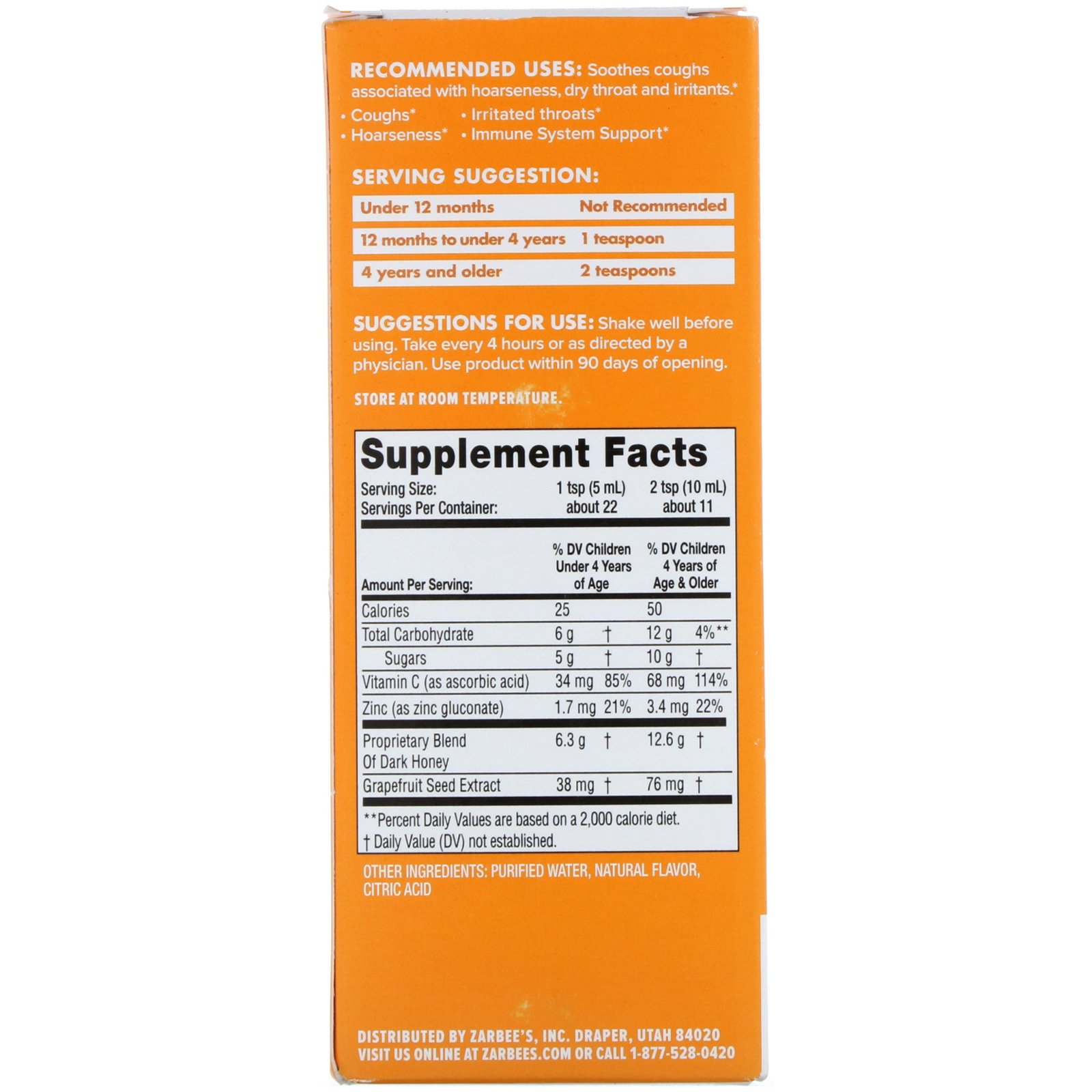 Zarbee's, Children's Cough Syrup, Dark Honey, For Children 12 Months+, Natural Grape Flavor, 4 fl oz (118 ml) - Imagem 2