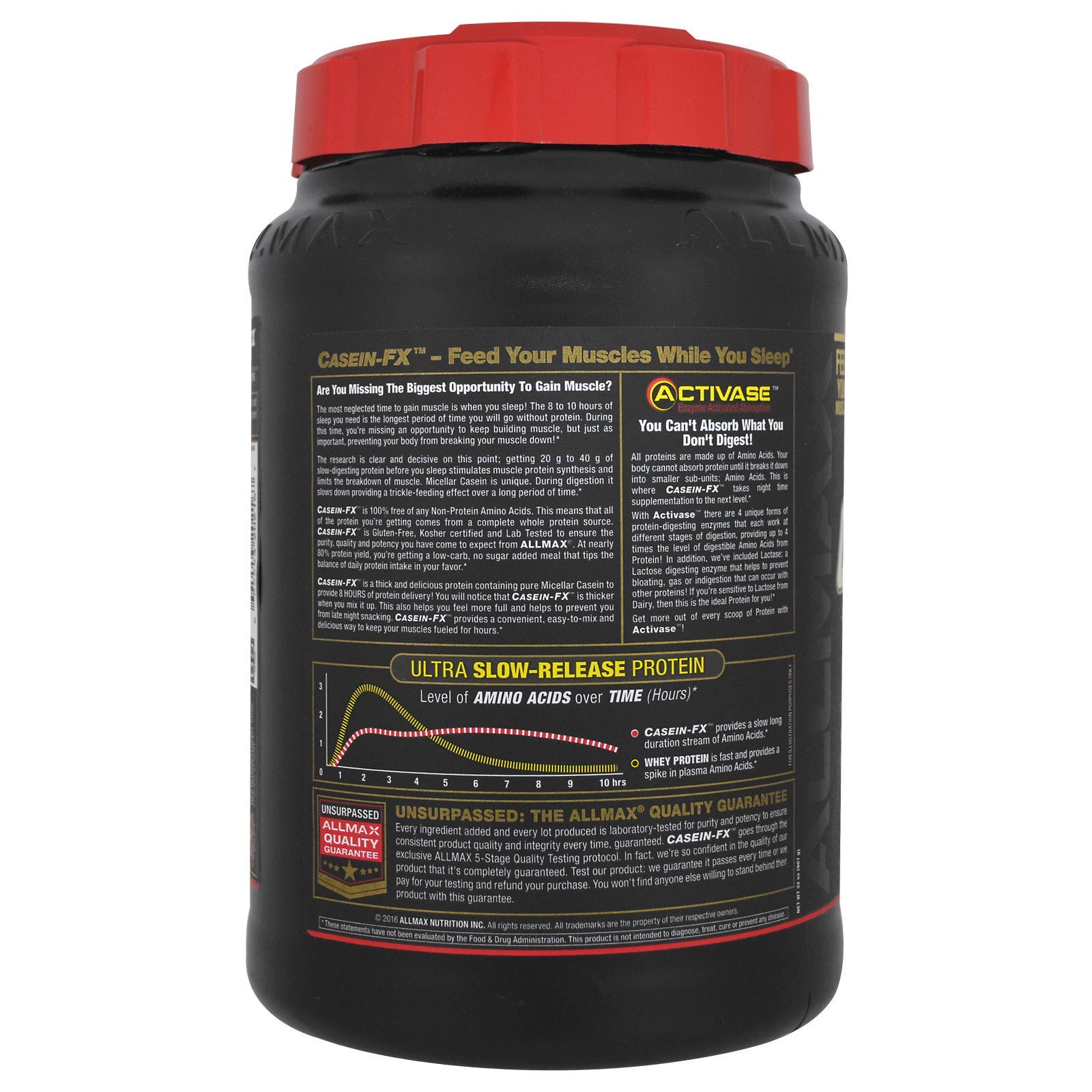 ALLMAX Nutrition, CaseinFX, 100% Proteína Micelar de Caseína, Baunilha, 907 g - Imagem 3