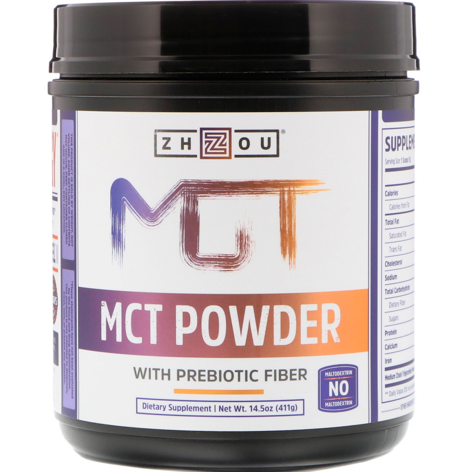 Zhou Nutrition, MCT com Fibra Prebiótica em Pó, 14,5 oz (411 g)