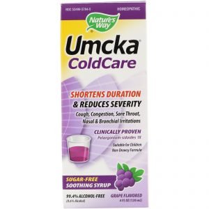 Nature's Way, Umcka, ColdCare, Xarope Calmante, Sem Açúcar, Sabor Uva, 120 ml (4 oz)