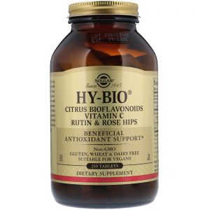 Solgar, Hy-Bio, Bioflavonoides Cítricos, Vitamina C, Rutina e Quadril de Rosa, 250 comprimidos