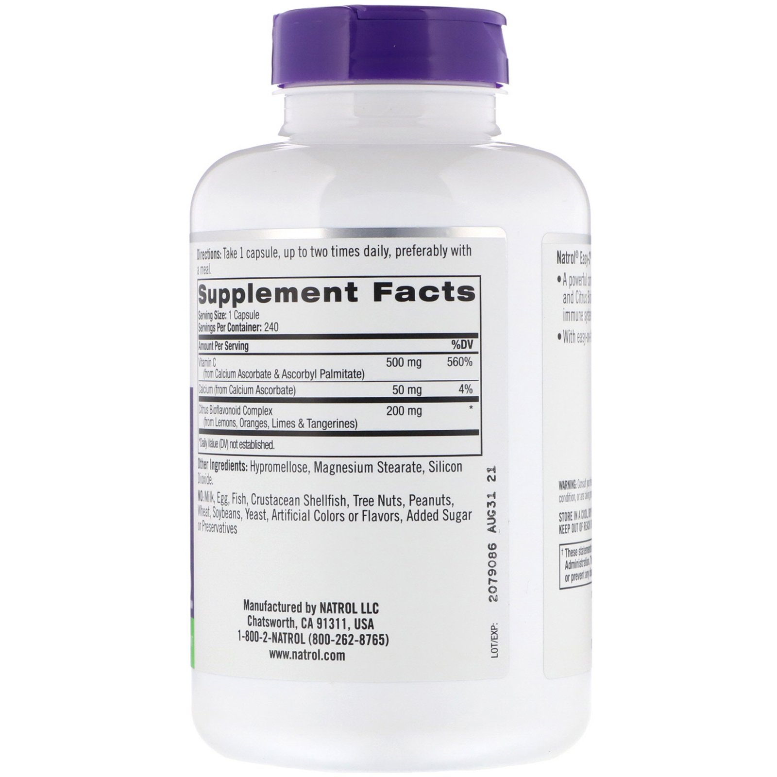 Natrol, Easy-C, 240 Capsulas - Imagem 2