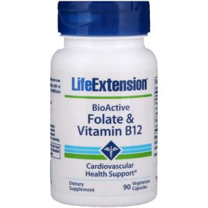 Life Extension, Folato e Vitamina B12 Bioativa, 90 Cápsulas Vegetais