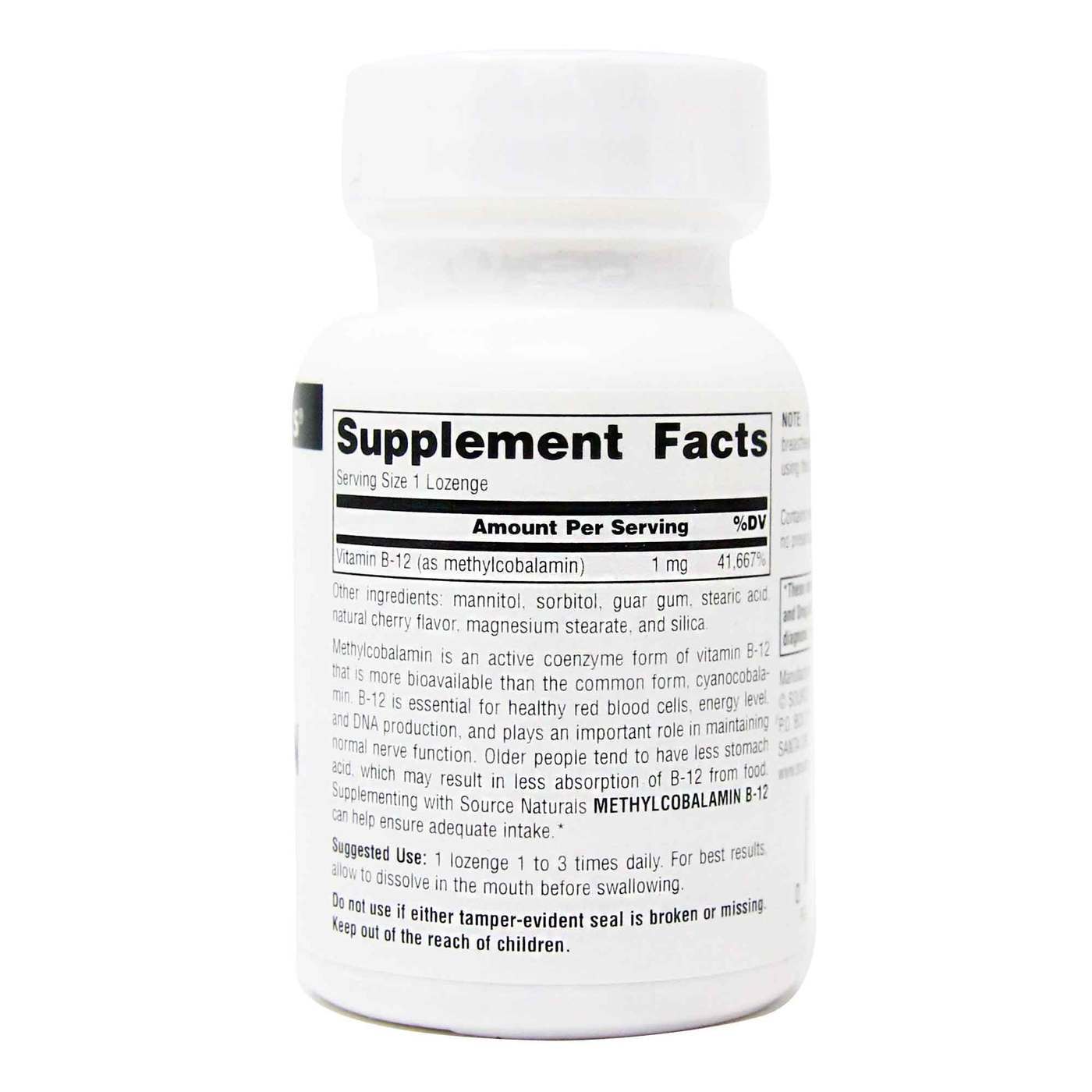 Source Naturals, Metilcobalamina Vitamina B12, cereja - 1 mg - 120 Tabletes - Imagem 2