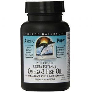 Source Naturals ArcticPure Ultra Potency Omega-3 Óleo de Peixe, Revestimento entérico - 850 mg - 30 Cápsulas em Gel