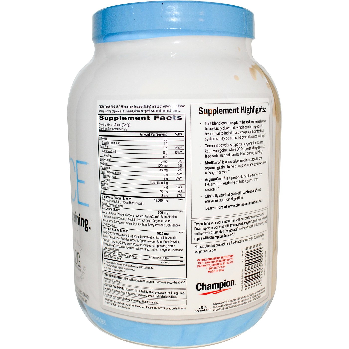 Champion Performance Endurance, Feijão de baunilha natural - 1.1 lb - Imagem 2