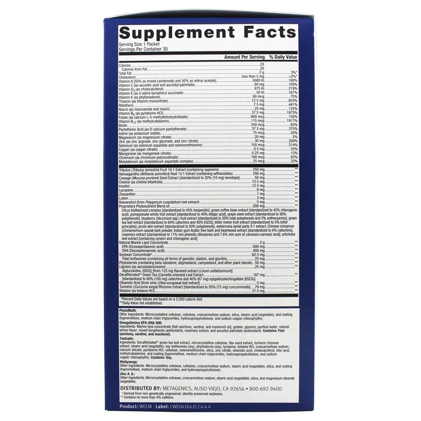Metagenics, Wellness Essentials - Suporte Nutricional para Homens - 30 pacotes - Imagem 3