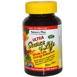 Nature's Plus, Ultra Source of Life® Multi Vitaminas e Minerais - 180 Mini-Tabletes