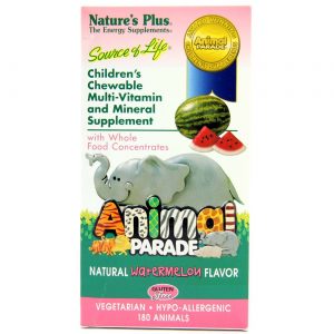 Nature's Plus, Animal Parade Melancia Múltipla - 180 Comprimidos Mastigáveis