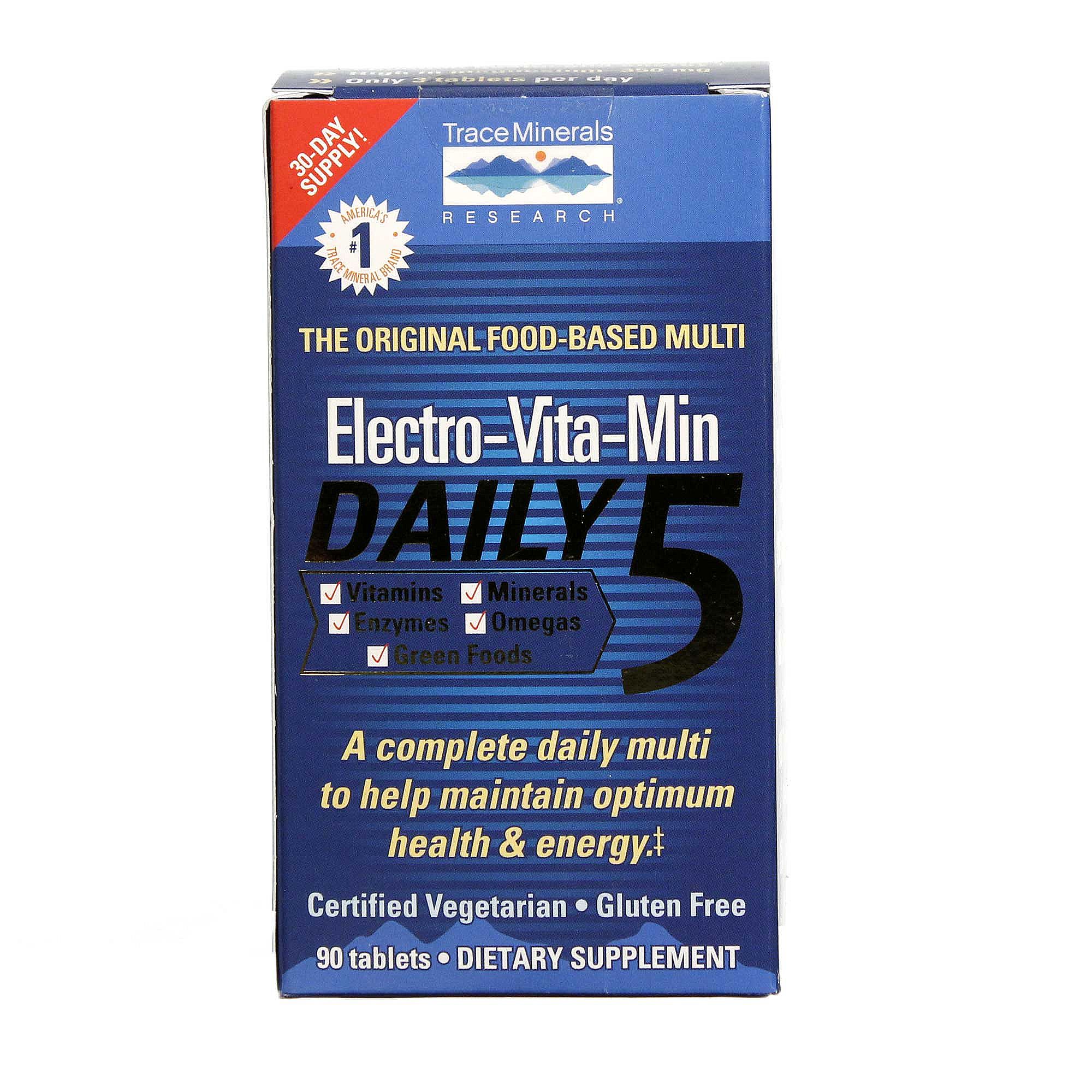 Trace Minerals Research Electro-Vita-Min diários 5 90 Tabletes