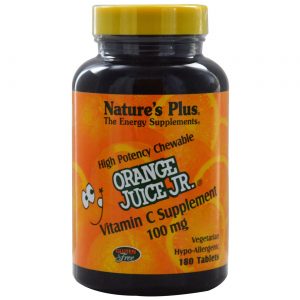 Nature's Plus, Suco de Laranja Jr 100 mg - 180 Pastilhas Mastigáveis