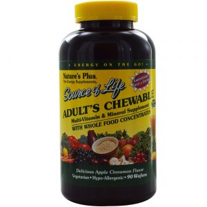 Nature's Plus, Multi Vitaminas e Minerais Source of Life® - 90 Tabletes Mastigáveis