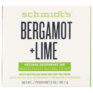 Schmidt's Naturals, Frasco de Desodorante Natural, Bergamota + Lima, 56,7 g (2 oz)