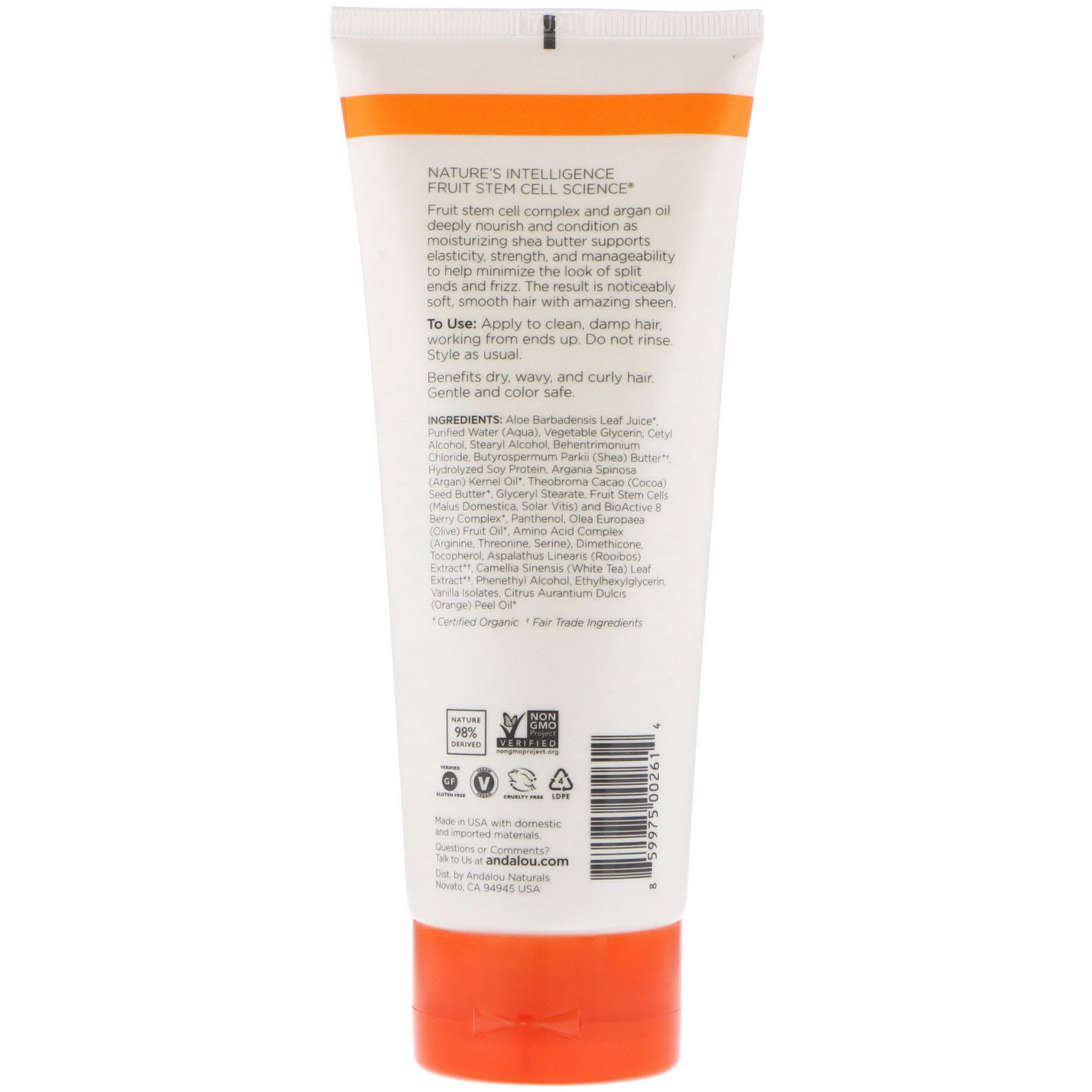 Andalou Naturals, Condicionador Sem Enxágue, Óleo de Argan e Karité, Hidratante, 200 ml (6,8 fl oz) - Imagem 2