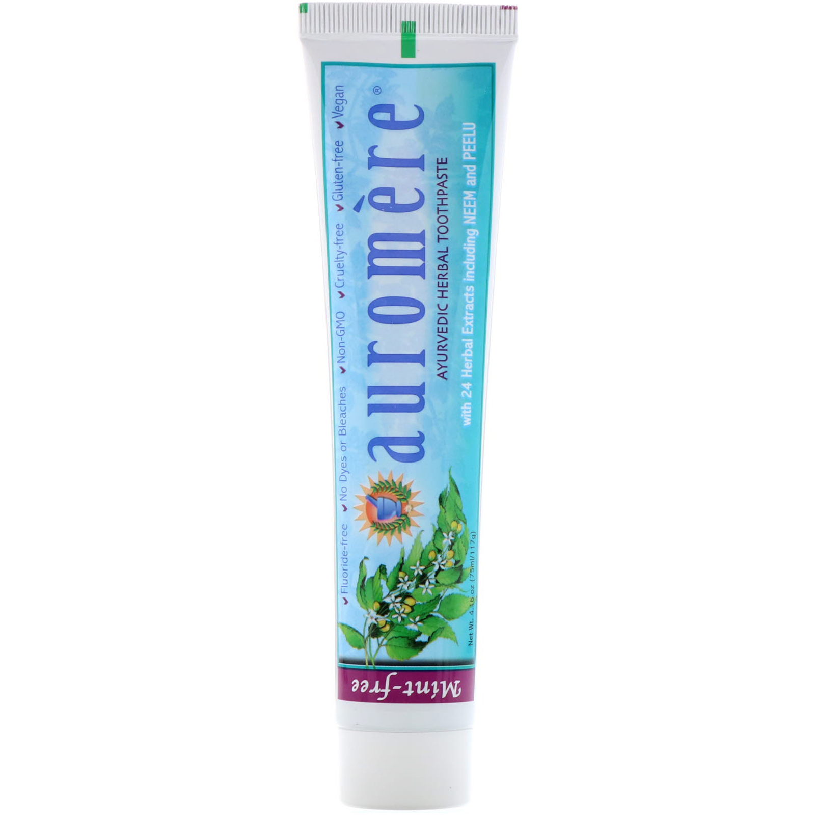 Auromere, Pasta de Dente Herbal Aiurvédica, Sem Menta, 4,16 oz (117 g) - Imagem 3
