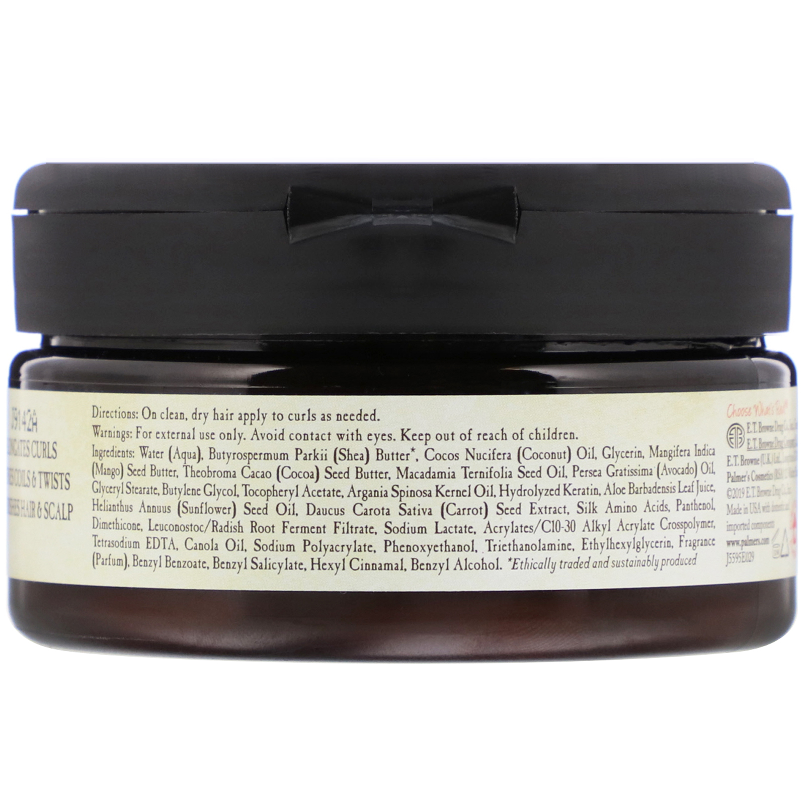 Palmer's, Fórmula de Carité, Hidratação Reparadora, Creme Encaracolador de Carité Cru, 237 ml - Imagem 2