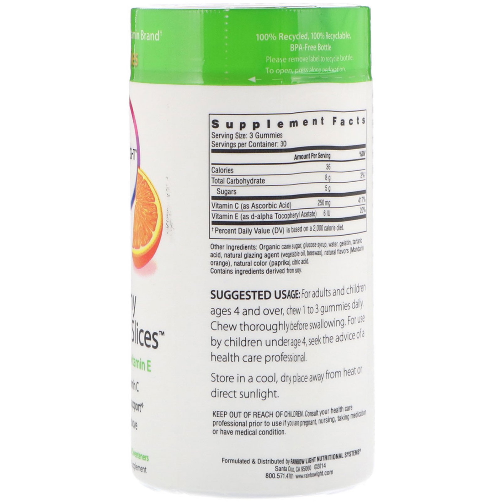 Rainbow Light, Gummy Vitamina C Fatias, sabor acentuado de laranja, 90 Gomas - Imagem 2
