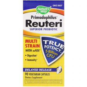 Nature's Way, Primadophilus Reuteri, Probiótico Superior, 90 Cápsulas Vegetais