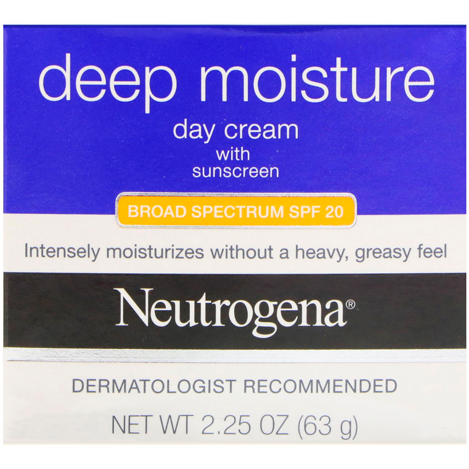Neutrogena, Hidratação Profunda, Creme Diurno com Proteção Solar, FPS 20 de Amplo Espectro, 2,25 oz (63 g) - Imagem 2
