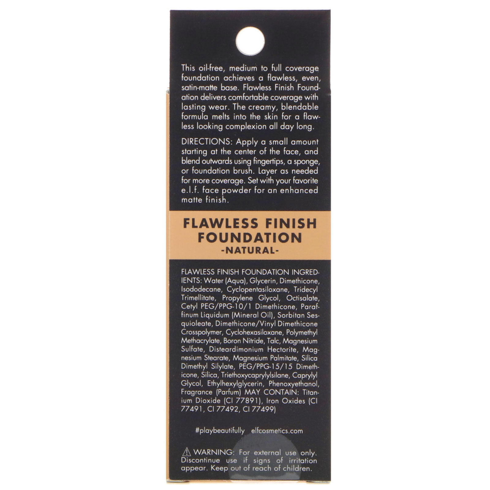 E.L.F., Flawless Finish Foundation, Sem Óleo, Natural, 20 ml (0,68 fl oz) - Imagem 3