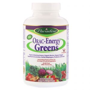 Paradise Herbs, ORAC-Energy Greens, 120 Cápsulas Vegetais