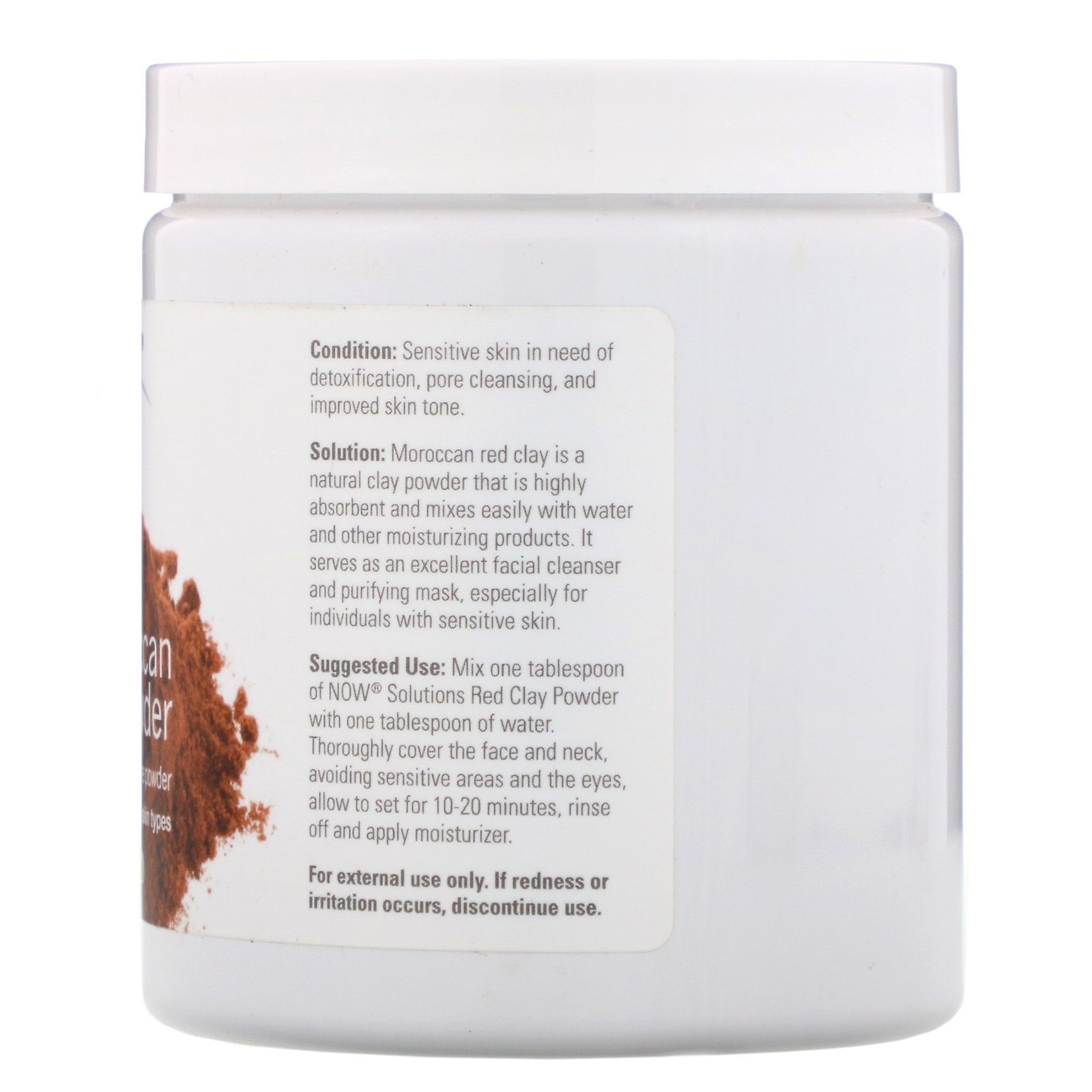 Now Foods, Solutions,Moroccan Red Clay Powder, 14 oz (397 g) - Imagem 2