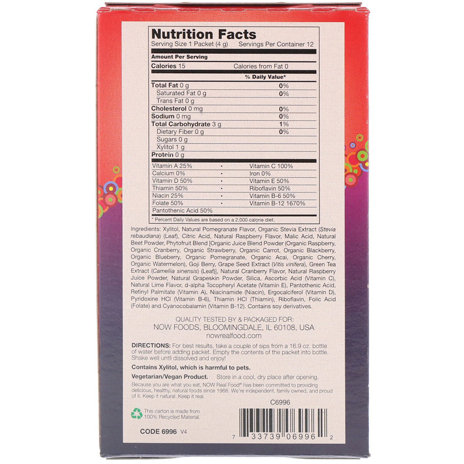 Now Foods, Real Food, Slender Sticks, Romã e Frutas Vermelhas, 12 Sticks, (4 g) Cada - Imagem 2
