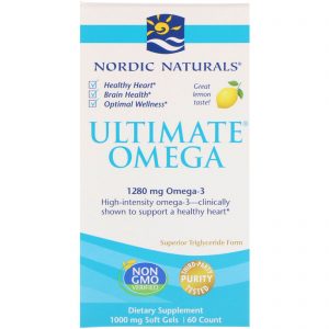 Nordic Naturals, Ultimate Omega, Limão, 1.280 mg, 60 Cápsulas Softgel