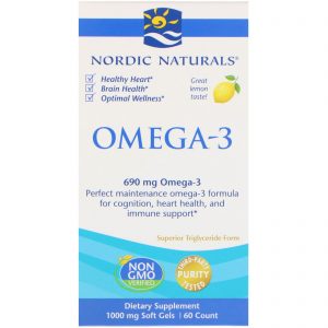 Nordic Naturals, Ômega-3, Limão, 690 mg, 60 Cápsulas Gelatinosas