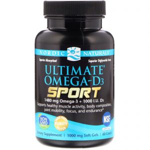Nordic Naturals, Ômega-D3 Definitivo para o Esporte, 1000 mg, 60 cápsulas gelatinosas