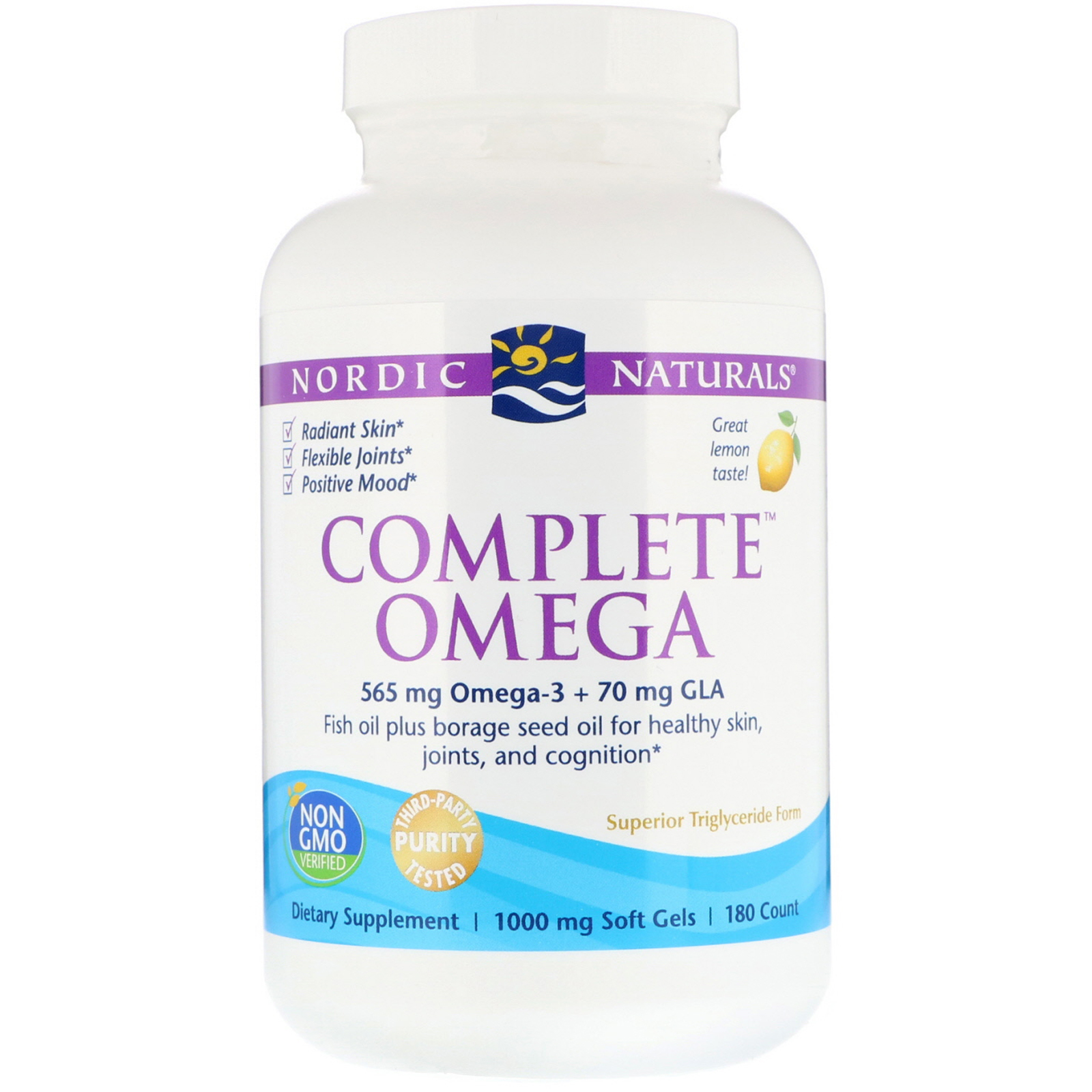 Nordic Naturals, Complete Omega, Limão, 1000 mg, 180 Cápsulas Gelatinosas - Imagem 3