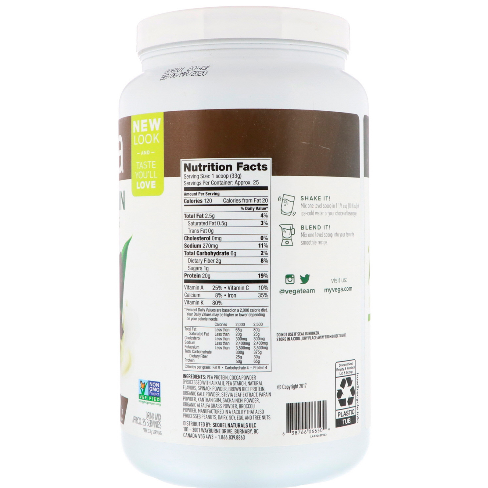 Vega, Proteína e Verduras, Sabor Chocolate, 814 g - Imagem 2