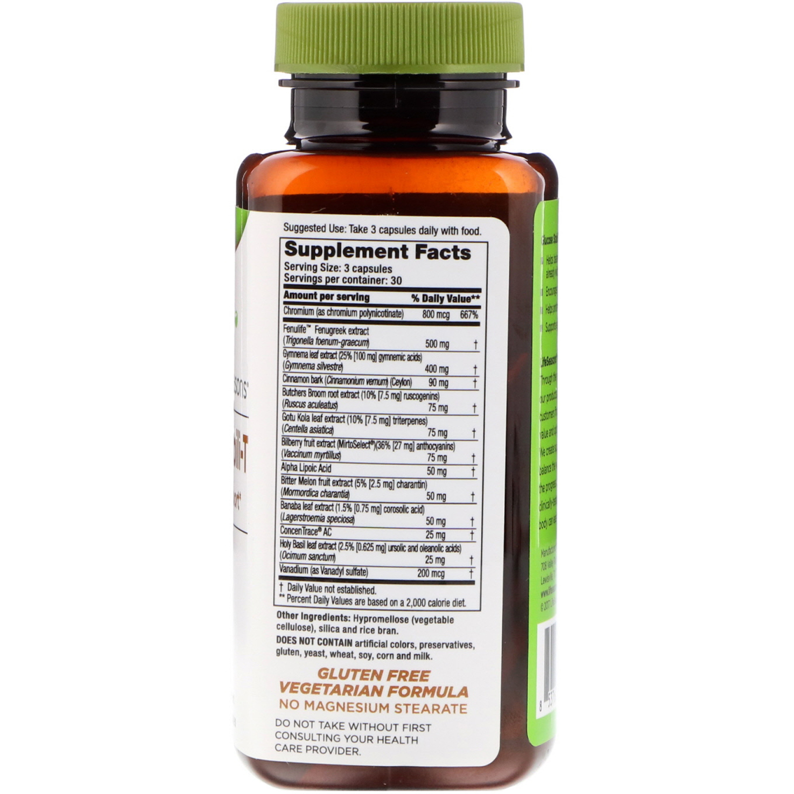 LifeSeasons, Glucose Stabili-T, Manutenção do Açúcar no Sangue, 90 Cápsulas Vegetarianas - Imagem 2