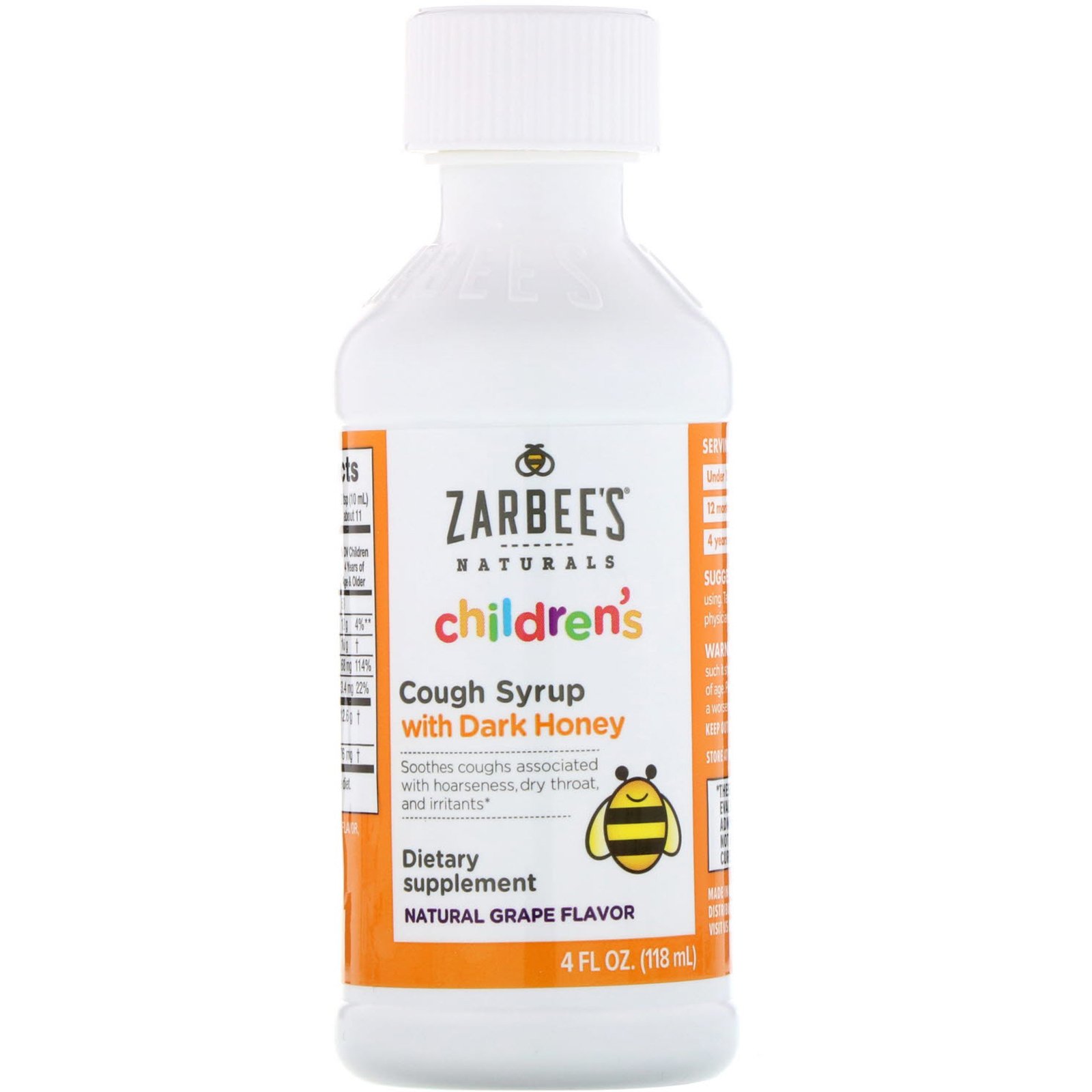 Zarbee's, Children's Cough Syrup, Dark Honey, For Children 12 Months+, Natural Grape Flavor, 4 fl oz (118 ml) - Imagem 3