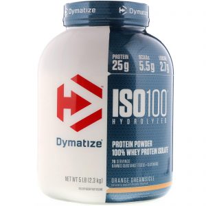 Dymatize Nutrition, ISO 100 Hidrolisado, 100% Proteína de Whey Isolada, Picolé de Laranja, 5 lbs (2,3 kg)