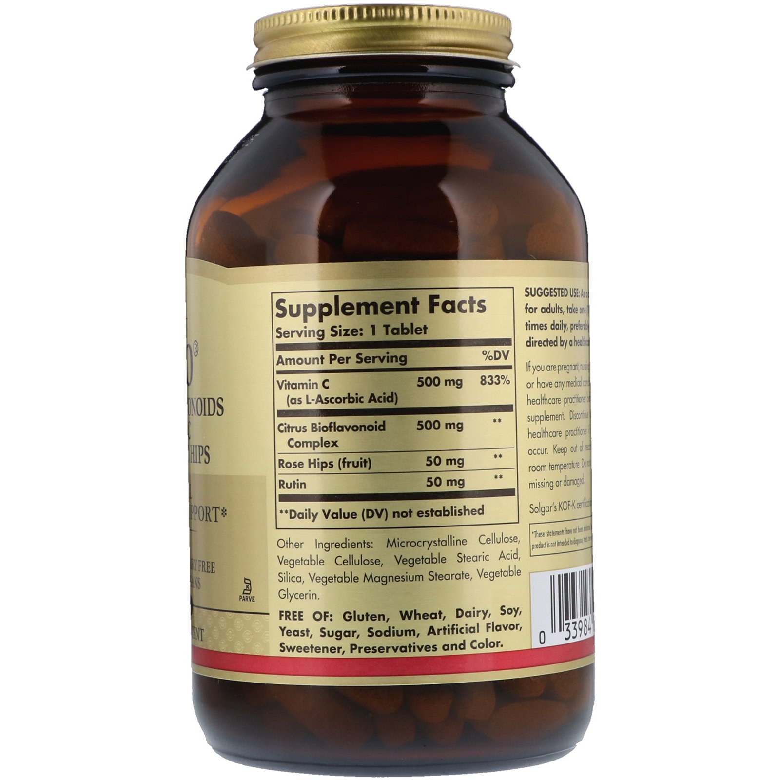 Solgar, Hy-Bio, Bioflavonoides Cítricos, Vitamina C, Rutina e Quadril de Rosa, 250 comprimidos - Imagem 2