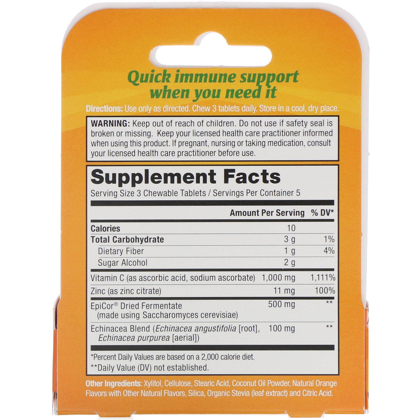 Zand, Immune Fast, Laranja Azeda, 15 Comprimidos Mastigáveis - Imagem 2