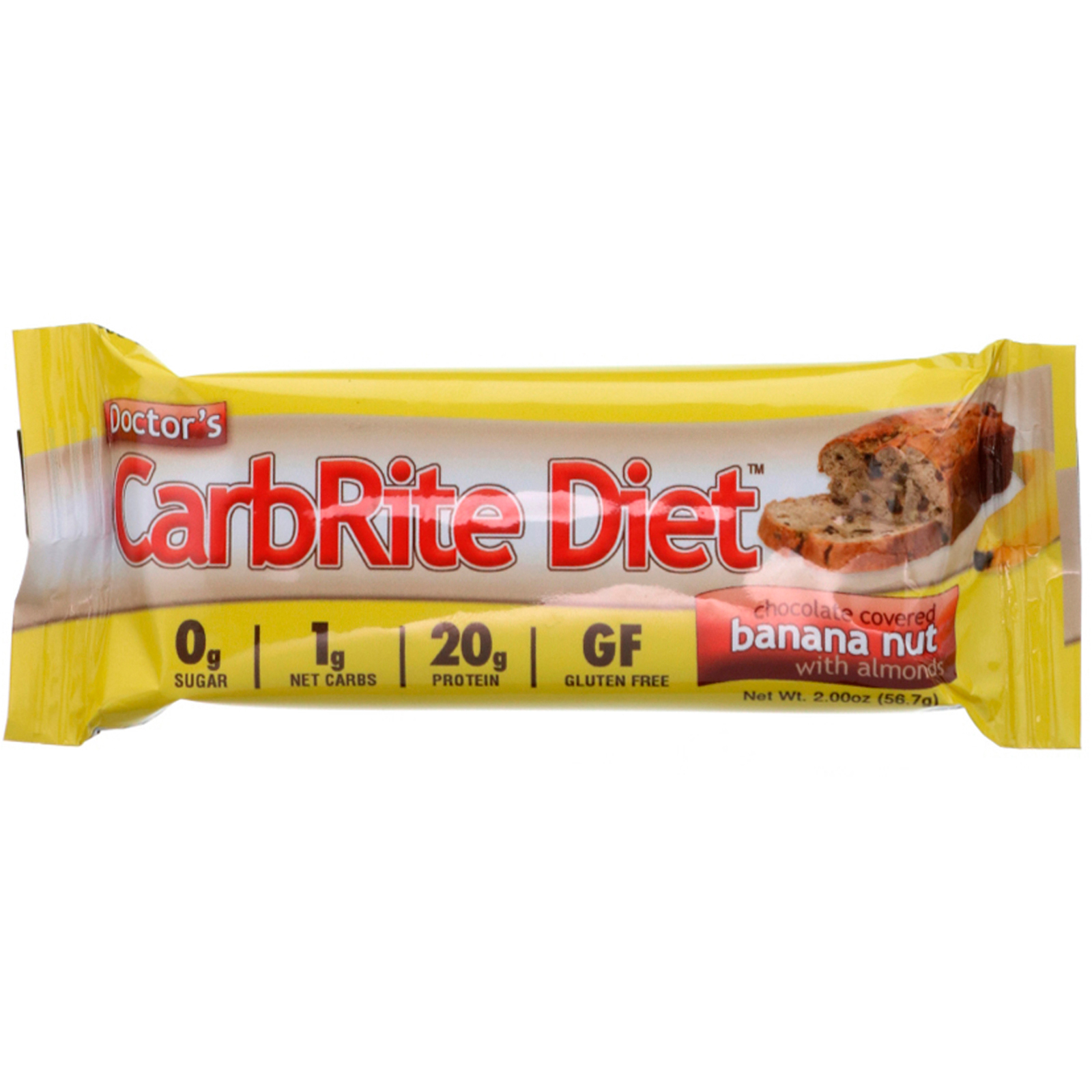 Universal Nutrition, Doctor's CarbRite Diet Bars, Chocolate Covered Banana Nut with Almonds, 12 Bars, 2 oz (56.7 g) Each - Imagem 4