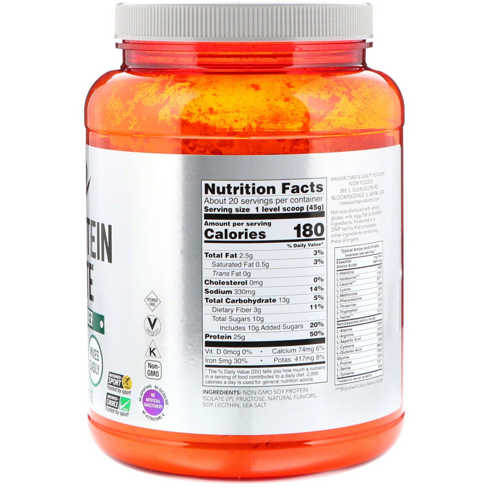 Now Foods, Sports, Soy Protein Isolate, Creamy Vanilla, 2 lbs (907 g) - Imagem 2