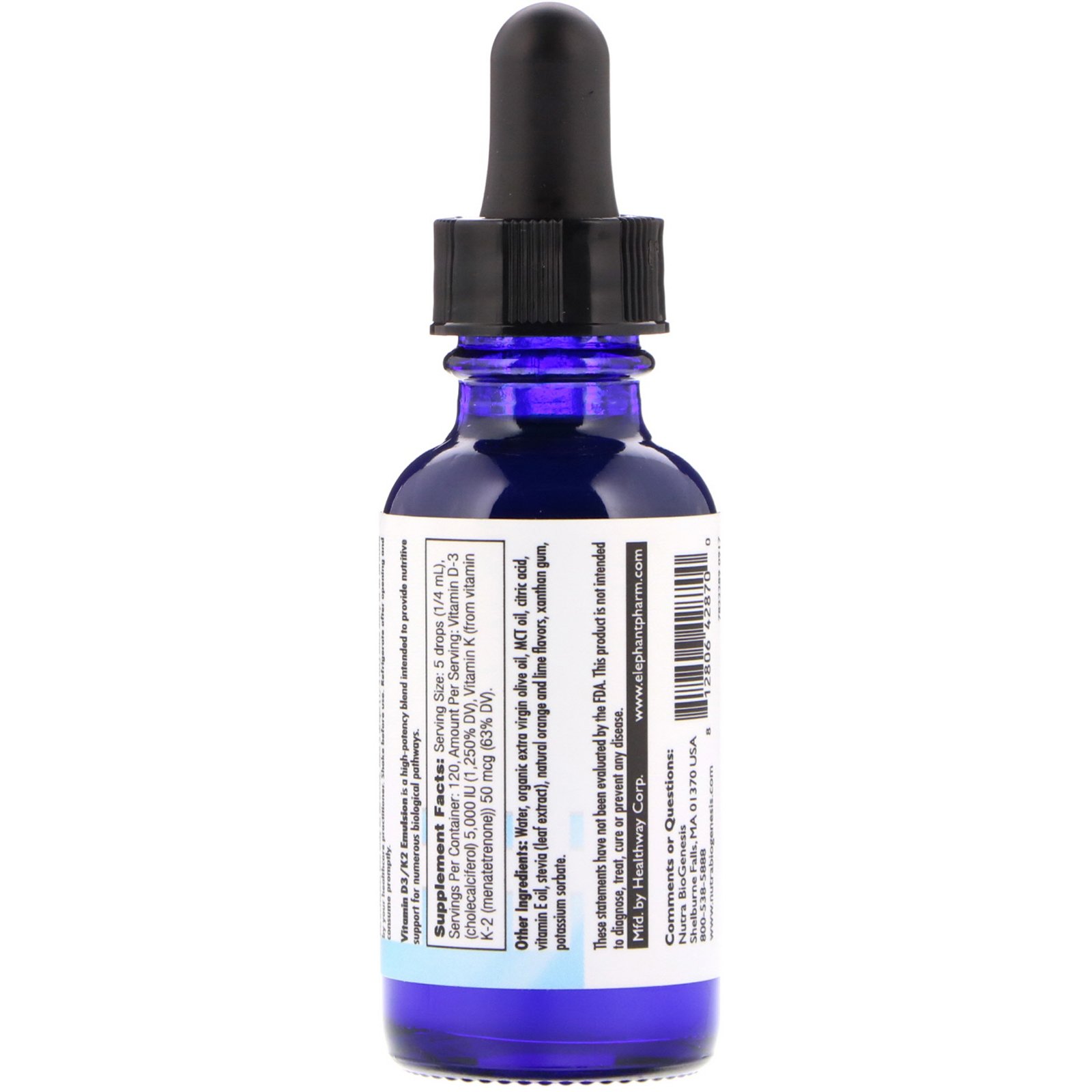 Nutra BioGenesis, Emulsão de Vitamina D3/K2, 30 ml (1 oz) - Imagem 2