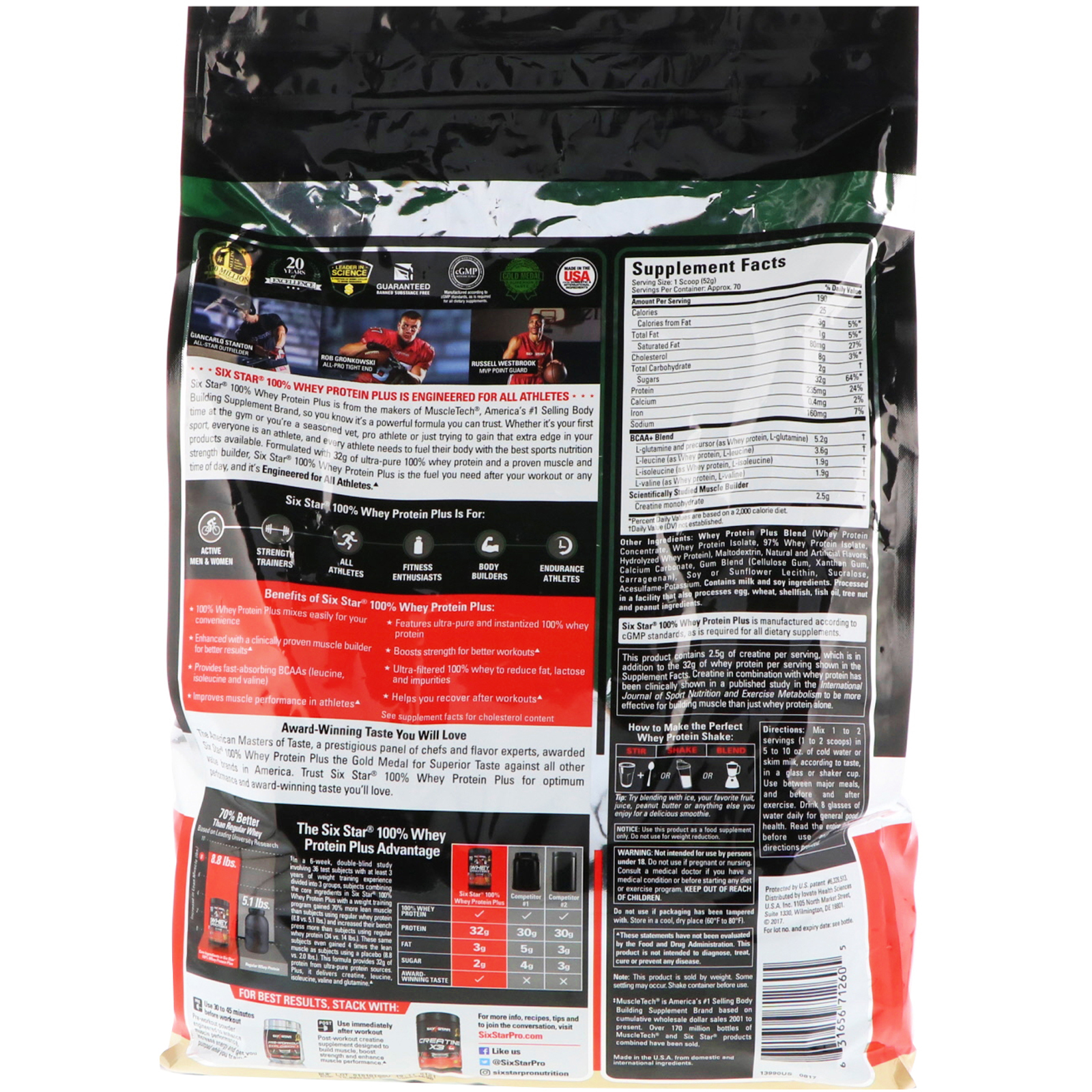 Six Star, Elite Series 100% Whey Protein Plus, Vanilla Cream, 8 lb (3.63 kg) - Imagem 2