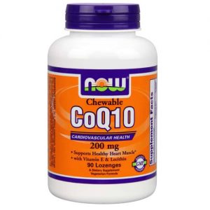Now Foods, CoQ10 200 mg Com Vitamina E e Lecitina - 90 Pastilhas