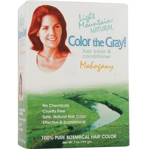 Light Mountain®, Pinte o Grisalho! Tintura e Condicionador Natural para Cabelos, Mahogany - 197 g (7 oz)