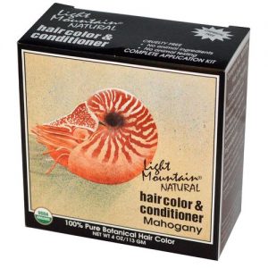 Light Mountain, Cor e Condicionador Naturais para os Cabelos - Henna Mahogany - 113g (4 oz)