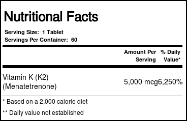 Nature's Life, K-2 5.000 mcg - 60 Tabletes - Imagem 2
