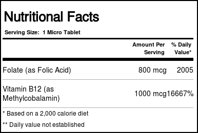 Kal Folic Acid & B-12, Framboesa - 60 Micro Tabletes - Imagem 2