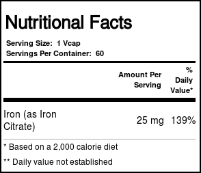 Solaray BioCitrate Ferro 25 mg 60 Cápsulas Vegetarianas - Imagem 3
