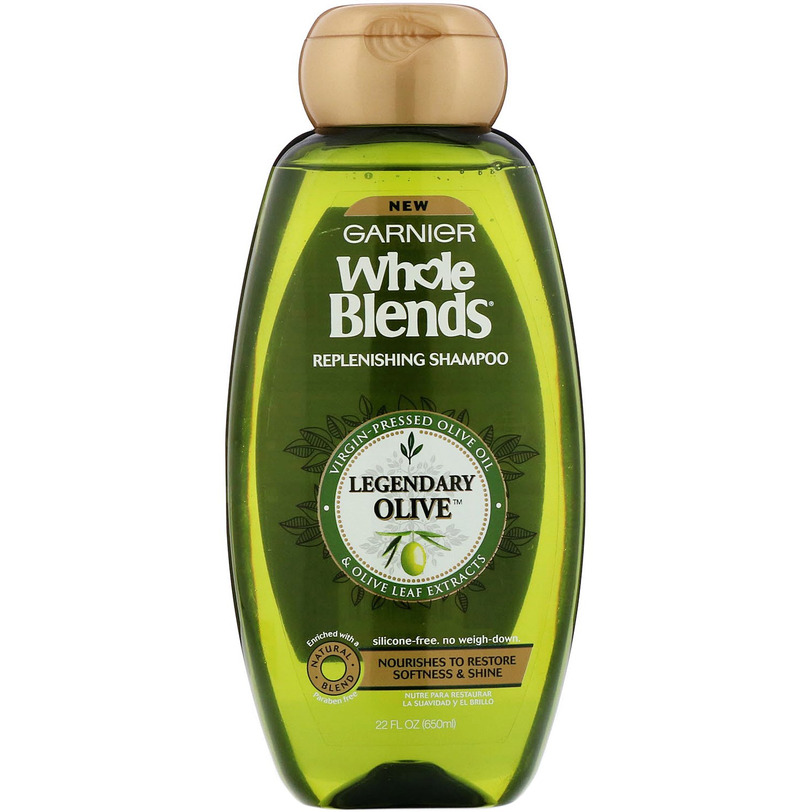 Garnier, Whole Blends, shampoo reconstituidor Legendary Olive, 650 ml