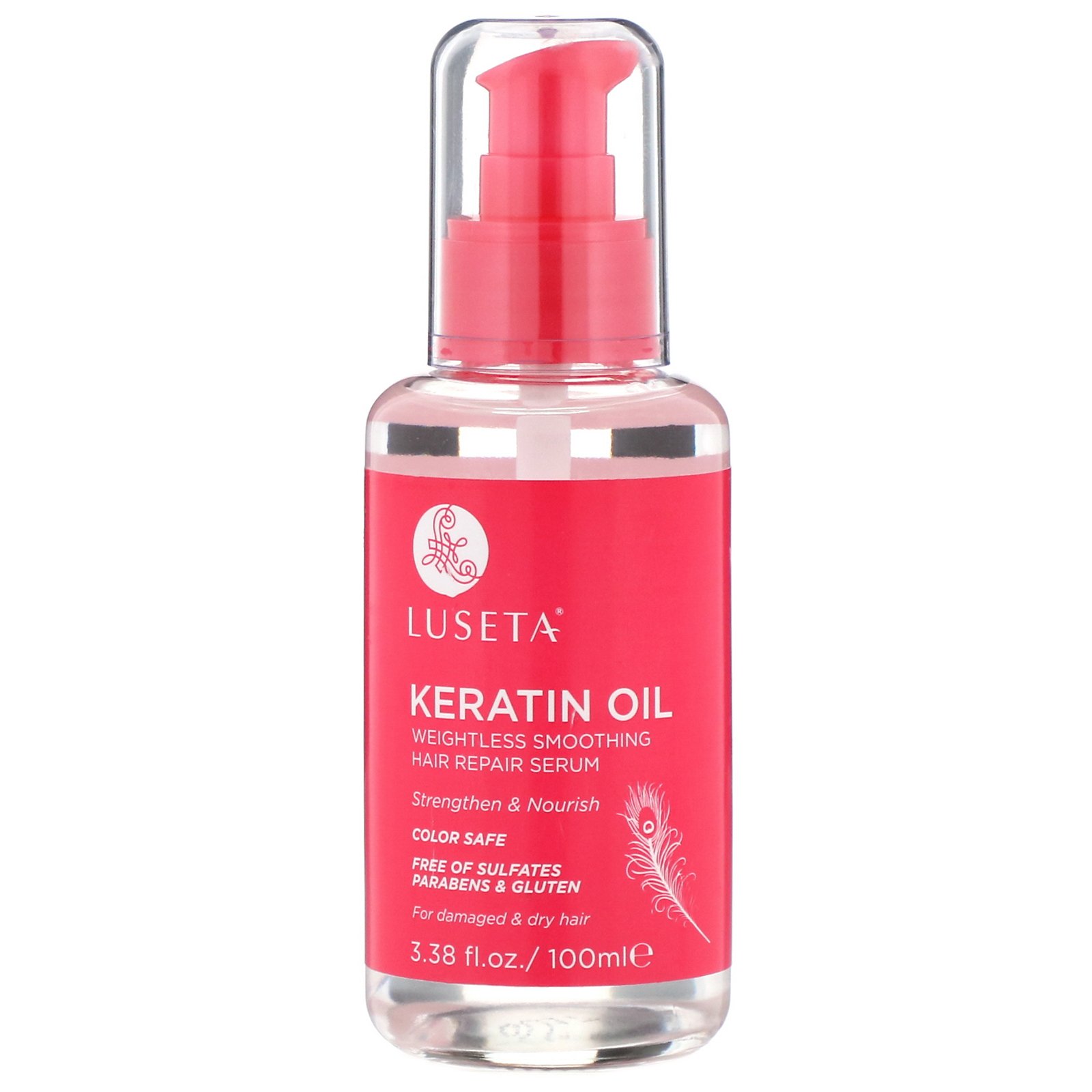 Luseta Beauty, Óleo de Queratina, Sérum Leve Reparador e Suavizante, 100 ml (3,38 fl oz)